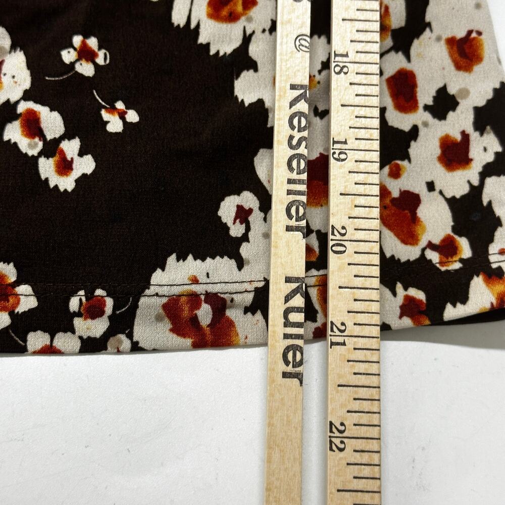 Y2K 90s Studio 1940 Blouse Size L Brown Floral V Neck Floral Retro Romantic Date - Picture 7 of 8